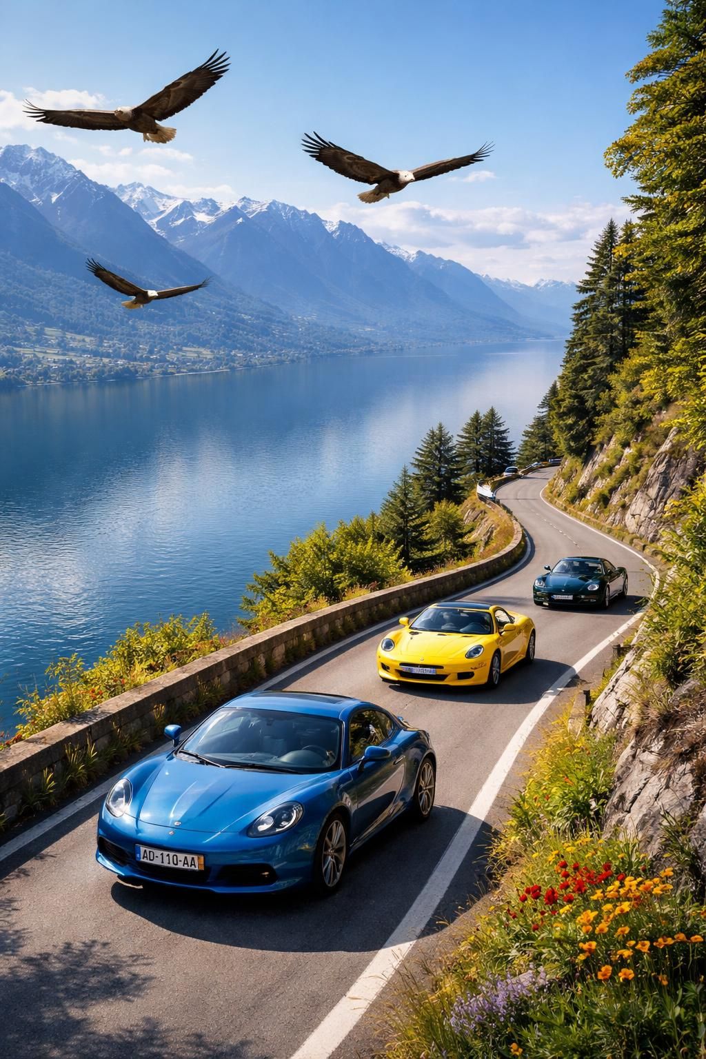 découvrez l'aventure unique des aigles du léman survolant les routes au volant des légendaires alpine a110, lotus elise et caterham seven, entre performance et élégance.