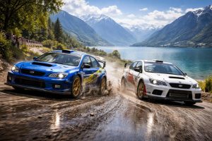 découvrez l'aventure unique des aigles du léman à travers des rallyes palpitants en subaru wrx sti et mitsubishi lancer evolution, alliant vitesse et paysages spectaculaires.